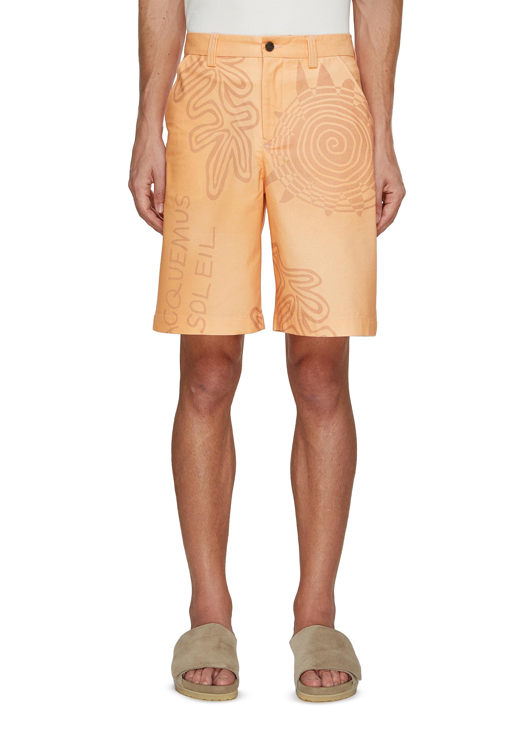 Jacquemus Le Short Tecido Printed Cotton Shorts In Orange | ModeSens