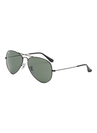 Main View - Click To Enlarge - RAY-BAN - Green Lens Black Metal Aviator Sunglasses