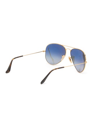 Figure View - Click To Enlarge - RAY-BAN - Gradient Grey Lens Gold Toned Metal Aviator Sunglasses