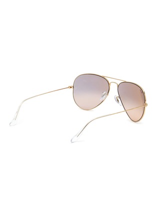 Figure View - Click To Enlarge - RAY-BAN - Gradient Pink Lens Gold Toned Metal Aviator Sunglasses