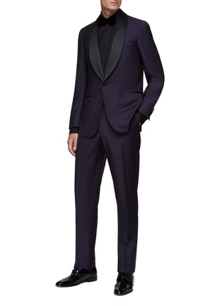 Figure View - Click To Enlarge - ISAIA - SINGLE BREASTED SHAWL LAPEL FULL LINED DOUBLE VENT TUXEDO SUIT