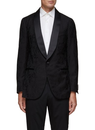 Main View - Click To Enlarge - ISAIA - SINGLE BREASTED SHAWL LAPEL FLORAL JACQUARD WOOL BLAZER