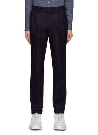 Main View - Click To Enlarge - BRUNELLO CUCINELLI - TABBED WAISTBAND DOUBLE PLEAT VIRGIN WOOL TROUSERS