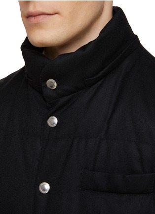 Detail View - Click To Enlarge - BRUNELLO CUCINELLI - HOODED WATERPROOF WOOL FLANNEL PUFFER VEST
