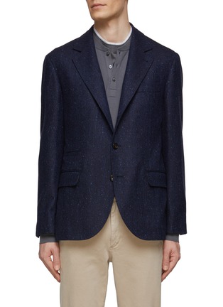 Main View - Click To Enlarge - BRUNELLO CUCINELLI - SINGLE BREASTED NOTCH LAPEL WOOL CASHMERE FLANNEL BLAZER