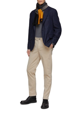 Figure View - Click To Enlarge - BRUNELLO CUCINELLI - SINGLE BREASTED NOTCH LAPEL WOOL CASHMERE FLANNEL BLAZER