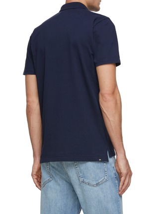 Back View - Click To Enlarge - DENHAM - ‘Lupo’ Scissors Logo Embroidery Short Sleeve Cotton Blend Polo Shirt