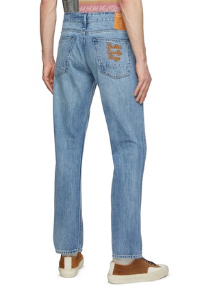Back View - Click To Enlarge - DENHAM - Patch Embellished Light Washed Slim Jeans