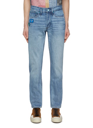 Main View - Click To Enlarge - DENHAM - Patch Embellished Light Washed Slim Jeans