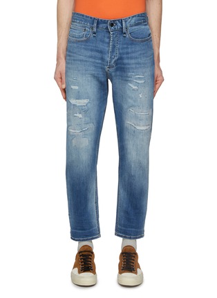 Main View - Click To Enlarge - DENHAM - Stitched Rip Washed Cropped Straight Jeans
