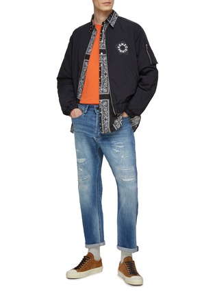 Figure View - Click To Enlarge - DENHAM - Stitched Rip Washed Cropped Straight Jeans