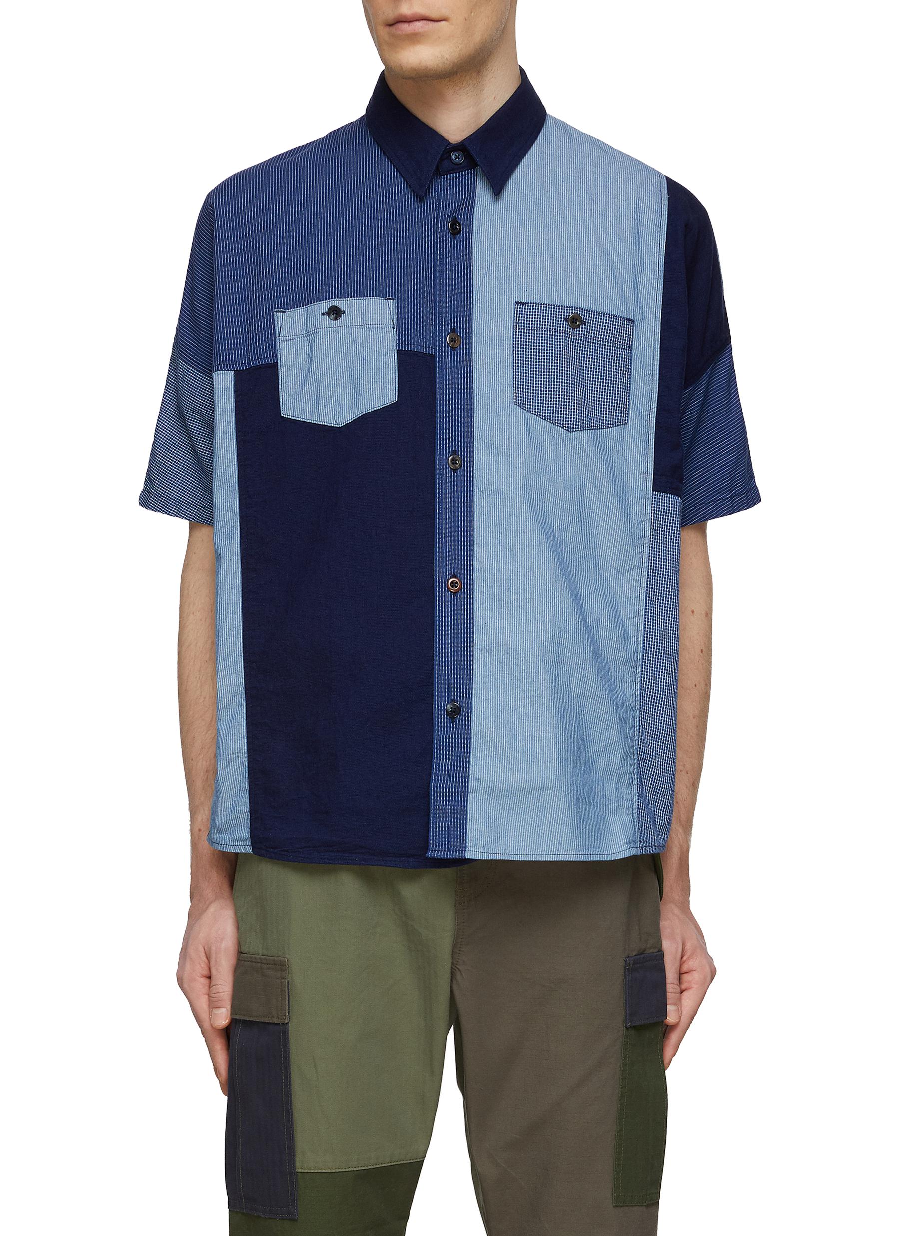 FDMTL Colourblocking Patchwork Cotton Short Sleeve Shirt