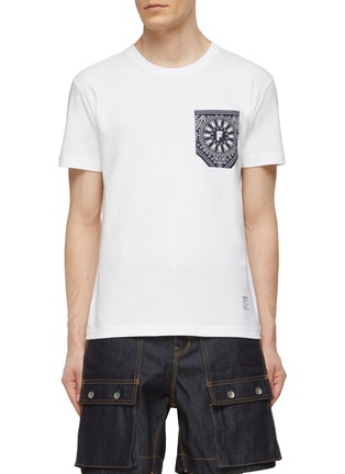 Main View - Click To Enlarge - FDMTL - Paisely Printed Pocket Crewneck Cotton Short Sleeve T-Shirt