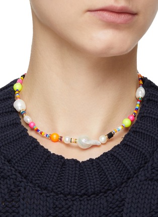 Figure View - Click To Enlarge - MARTHA CALVO - ‘MOSAIC’ FRESHWATER BAROQUE PEARL SWAROVSKI NEON PEARL NECKLACE
