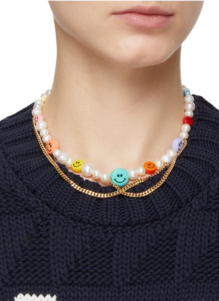 Figure View - Click To Enlarge - MARTHA CALVO - ‘SMILE LIKE YOU MEAN IT’ FRESHWATER PEARL SMILEY CHARM NECKLACE