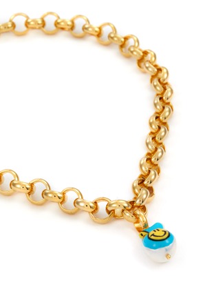 Detail View - Click To Enlarge - MARTHA CALVO - ‘SMILES ALL AROUND’ 14K GOLD PLATED HAND PAINTED BAROQUE PEARL SMILEY CHARM NECKLACE