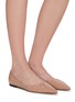 Figure View - Click To Enlarge - JIMMY CHOO - ‘LOVE’ LOGO APPLIQUÉ POINT TOE PATENT LEATHER SKIMMER FLATS