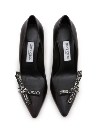 Detail View - Click To Enlarge - JIMMY CHOO - ‘Romy’ 85 Bow Embellished Leather Point Toe Pumps