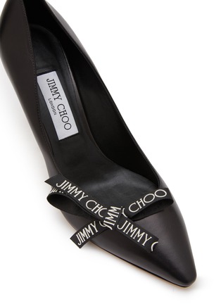 Detail View - Click To Enlarge - JIMMY CHOO - ‘Romy’ 85 Bow Embellished Leather Point Toe Pumps