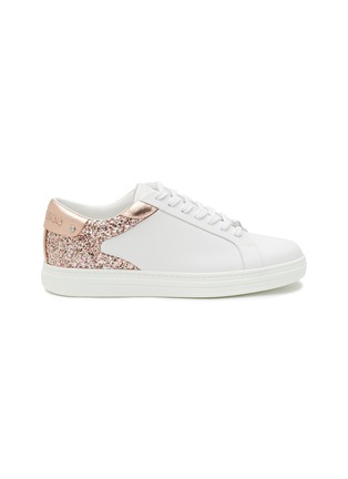 Main View - Click To Enlarge - JIMMY CHOO - ‘ROME’ LOW TOP LACE UP GLITTER LEATHER SNEAKERS