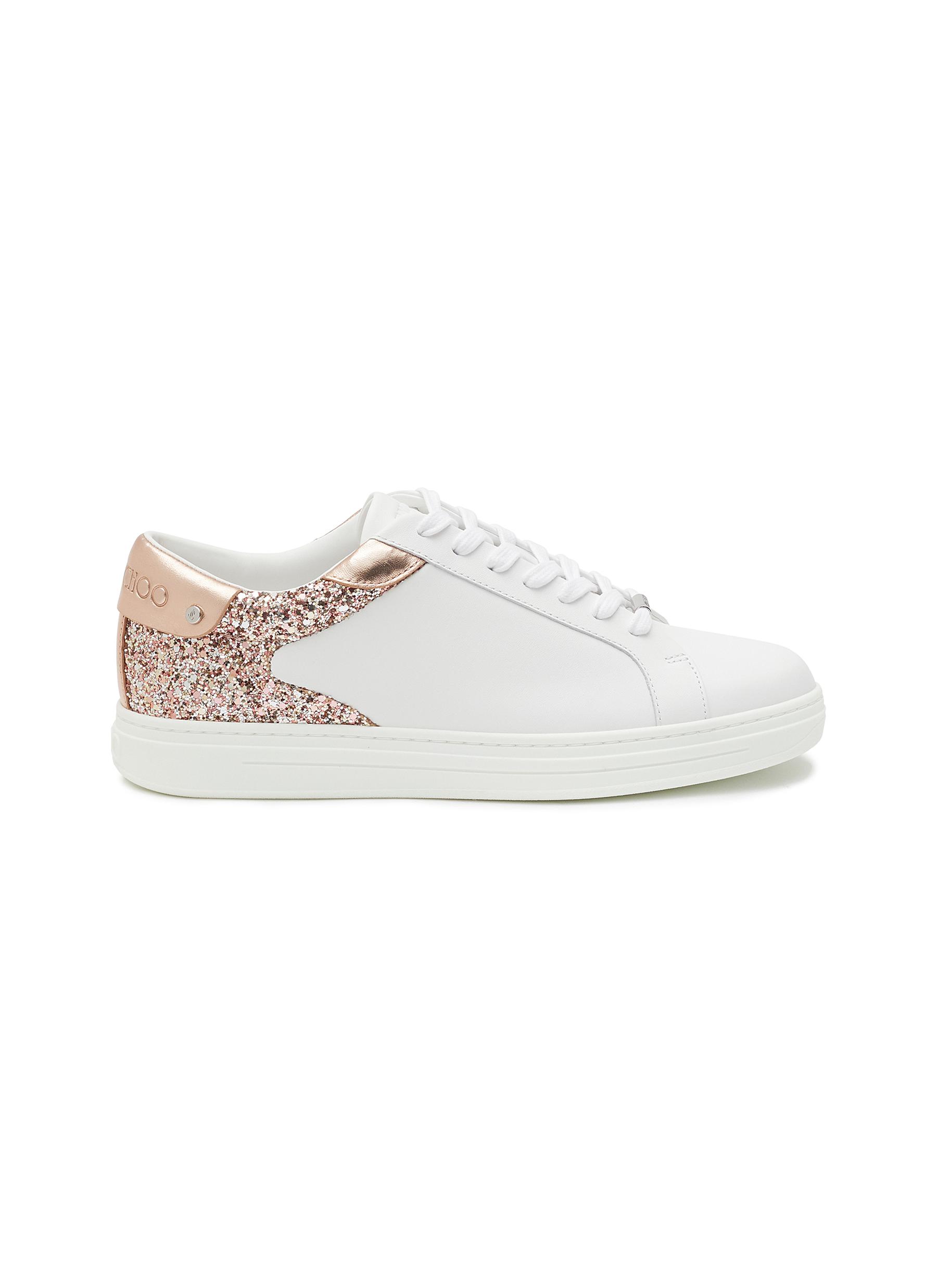 'ROME' LOW TOP LACE UP GLITTER LEATHER SNEAKERS