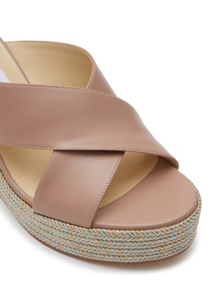 Detail View - Click To Enlarge - JIMMY CHOO - ‘Dovina’ 100 Leather Cross Strap Wedged Sandals