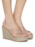 JIMMY CHOO - ‘Dovina’ 100 Leather Cross Strap Wedged Sandals
