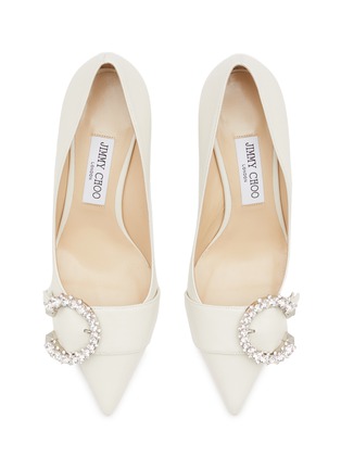 Detail View - Click To Enlarge - JIMMY CHOO - ‘MELVA’ 70 CRYSTAL EMBELLISHED BUCKLE NAPPA LEATHER PUMPS