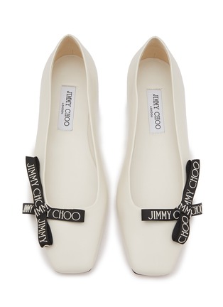 Detail View - Click To Enlarge - JIMMY CHOO - ‘Veda’ Bow Embellished Square Toe Ballerina Flats