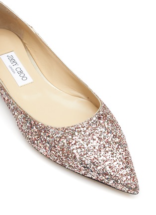 Detail View - Click To Enlarge - JIMMY CHOO - ‘LOVE’ POINT TOE GLITTER SKIMMER FLATS