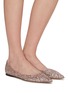 Figure View - Click To Enlarge - JIMMY CHOO - ‘LOVE’ POINT TOE GLITTER SKIMMER FLATS