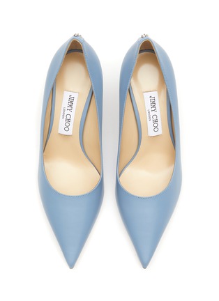 Detail View - Click To Enlarge - JIMMY CHOO - ‘LOVE’ 66 LOGO APPLIQUÉ CALF LEATHER PUMPS