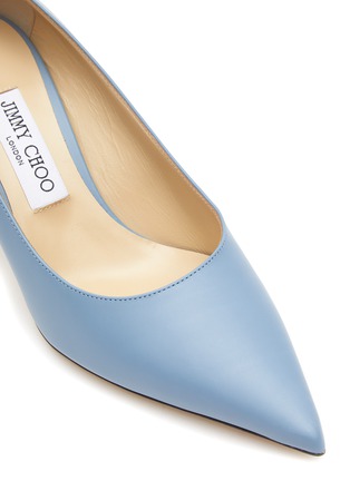 Detail View - Click To Enlarge - JIMMY CHOO - ‘LOVE’ 66 LOGO APPLIQUÉ CALF LEATHER PUMPS