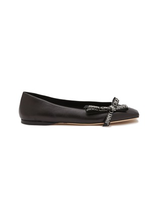 Main View - Click To Enlarge - JIMMY CHOO - ‘Veda’ Bow Embellished Square Toe Ballerina Flats