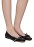 Figure View - Click To Enlarge - JIMMY CHOO - ‘Veda’ Bow Embellished Square Toe Ballerina Flats