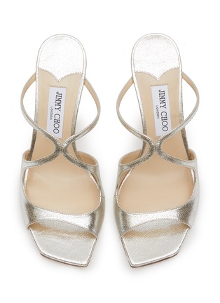 Detail View - Click To Enlarge - JIMMY CHOO - ‘ANISE’ 75 GLITTER LEATHER SANDALS