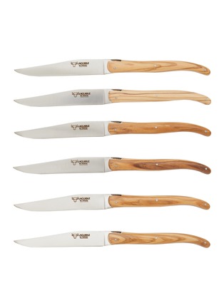 Main View - Click To Enlarge - LAGUIOLE EN AUBRAC - Olivewood Handle Stainless Steel Steak Knives — Set of 6