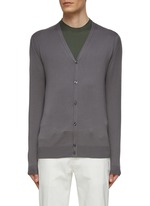 JOHN SMEDLEY | 'Whitchurch' V-Neck Sea Island Cotton Knit Cardigan