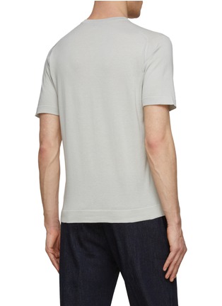 Back View - Click To Enlarge - JOHN SMEDLEY - ‘Lorca’ Crewneck Short Sleeve Sea Island Cotton Knit T-Shirt