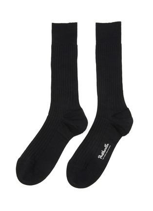 Main View - Click To Enlarge - PANTHERELLA - ‘LABURNUM’ 5X3 RIB MERINO WOOL LONG ANKLET SOCKS