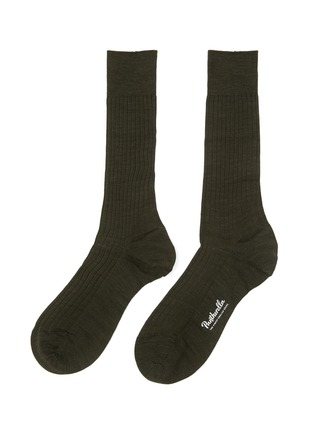 Main View - Click To Enlarge - PANTHERELLA - ‘LABURNUM’ 5X3 RIB MERINO WOOL LONG ANKLET SOCKS