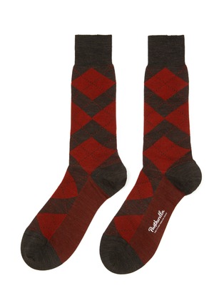 Main View - Click To Enlarge - PANTHERELLA - ‘ABDALE’ ARGYLE MOTIF MERINO WOOL BLEND ANKLET SOCKS