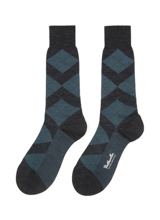 Main View - Click To Enlarge - PANTHERELLA - ‘ABDALE’ ARGYLE MOTIF MERINO WOOL BLEND ANKLET SOCKS