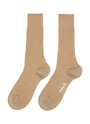 Main View - Click To Enlarge - PANTHERELLA - ‘LABURNUM’ 5X3 RIB MERINO WOOL LONG ANKLET SOCKS