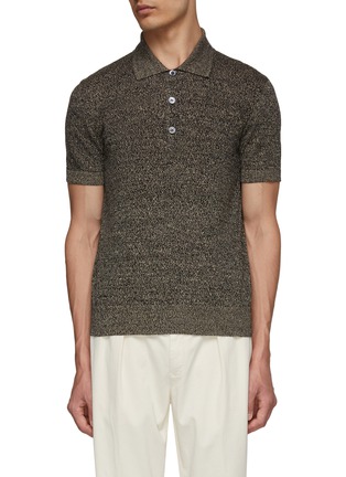Main View - Click To Enlarge - BARENA - Melange Knit Polo Shirt