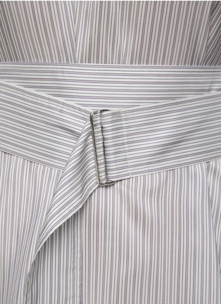  - SA SU PHI - Belted V-Neck Curved Hem Striped Silk Mini Dress