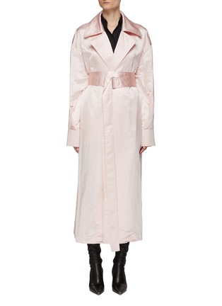 Main View - Click To Enlarge - SA SU PHI - Belted Oversize Lapel Drop Shoulder Silk Duchesse Trench Coat