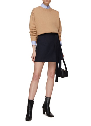 Figure View - Click To Enlarge - SA SU PHI - Tie Waist Wool Mini Skirt