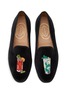 Detail View - Click To Enlarge - STUBBS & WOOTTON - ‘MARY MOJITO’ ALMOND TOE COCKTAIL EMBROIDERED VELVET LOAFERS