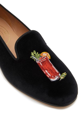 Detail View - Click To Enlarge - STUBBS & WOOTTON - ‘MARY MOJITO’ ALMOND TOE COCKTAIL EMBROIDERED VELVET LOAFERS